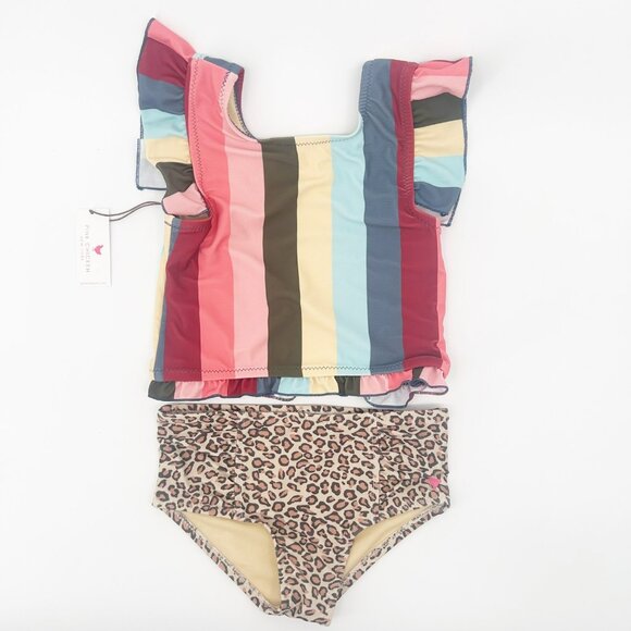 Pink Chicken Girls Size 5Y Elsie Tankini in Multi Wide Stripe